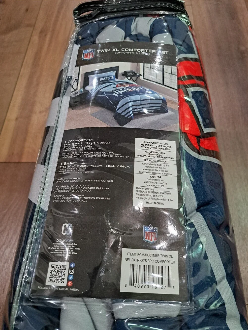 New England Patriots Twin XL Comforter Set - Multicolor 2 Pc Bedding